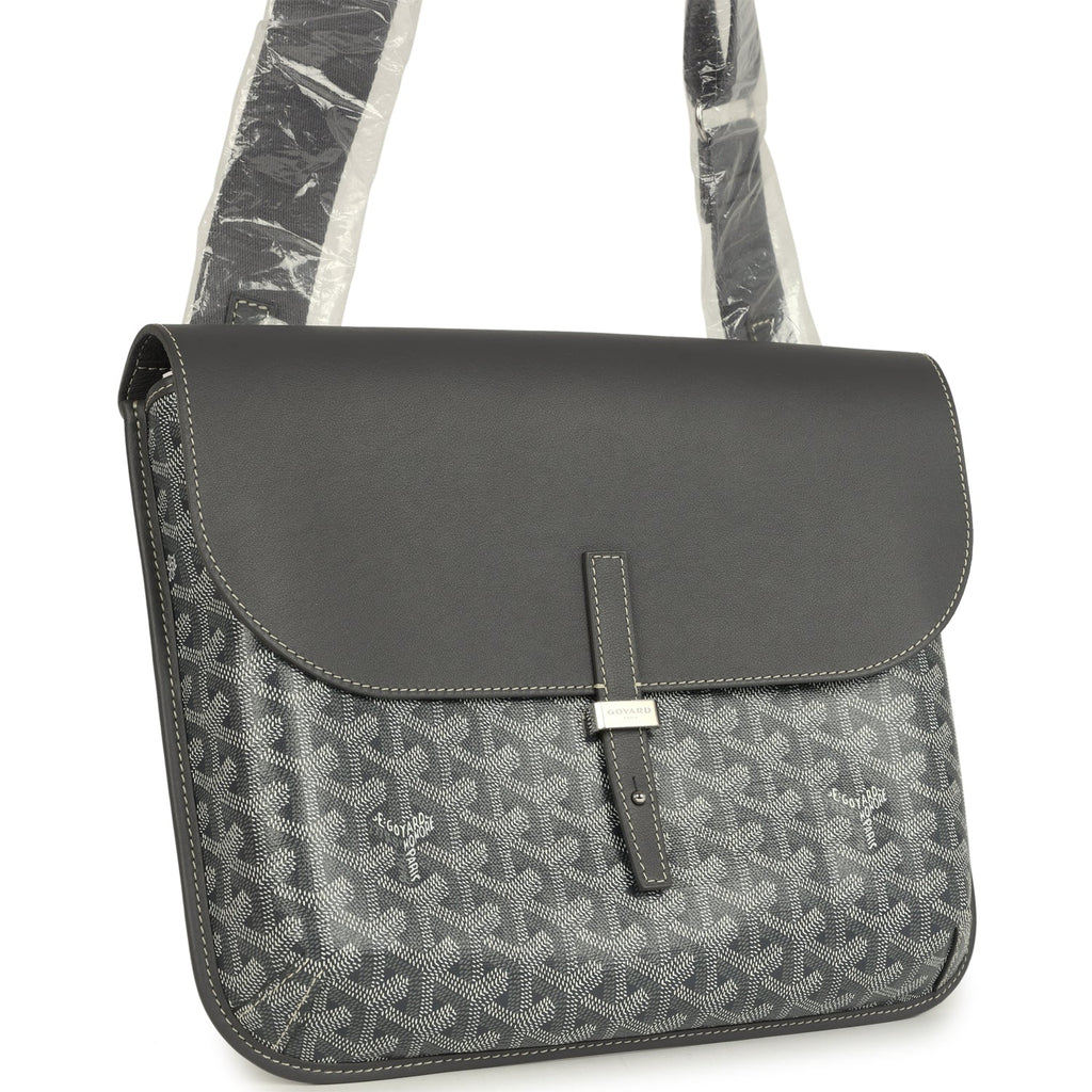 Goyard Coursier Messenger Bag Grey Goyardine Canvas & Chevroches Calfskin Palladium Hardware - Image 3