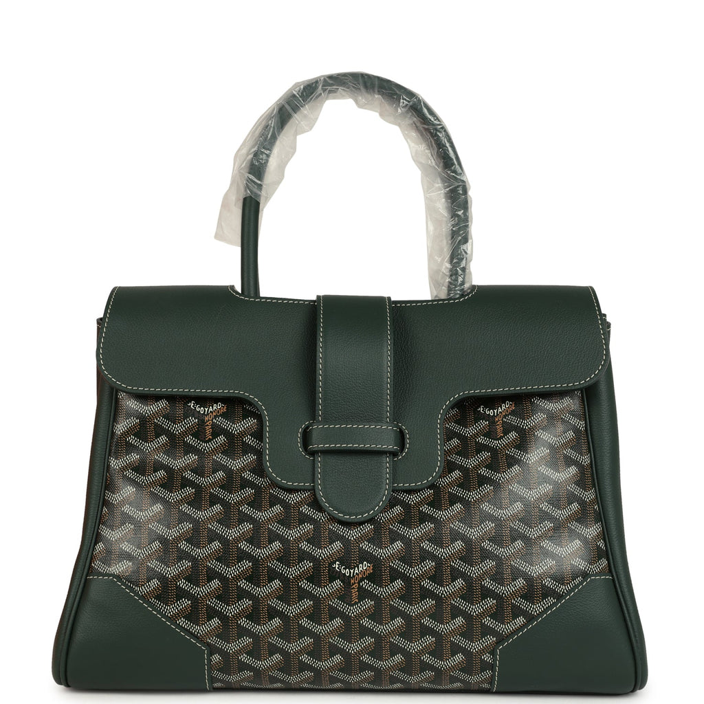 Goyard Saigon Tote Dark Green Goyardine Canvas Palladium Hardware