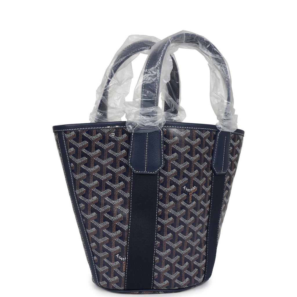 Goyard Goyardine Belharra PM Navy Blue Tote Palladium Hardware - Image 3