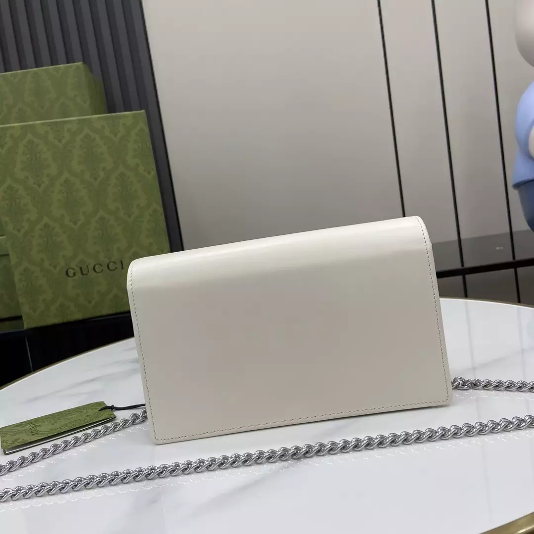 GG Marmont Chain Wallet in Light Grey Leather - Repbags.ru - Image 6