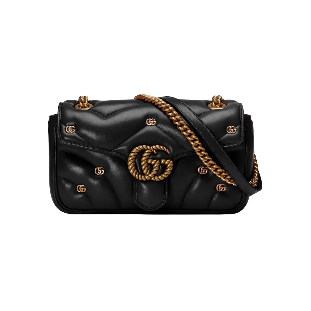 GG Marmont Small Shoulder Bag In Black Leather