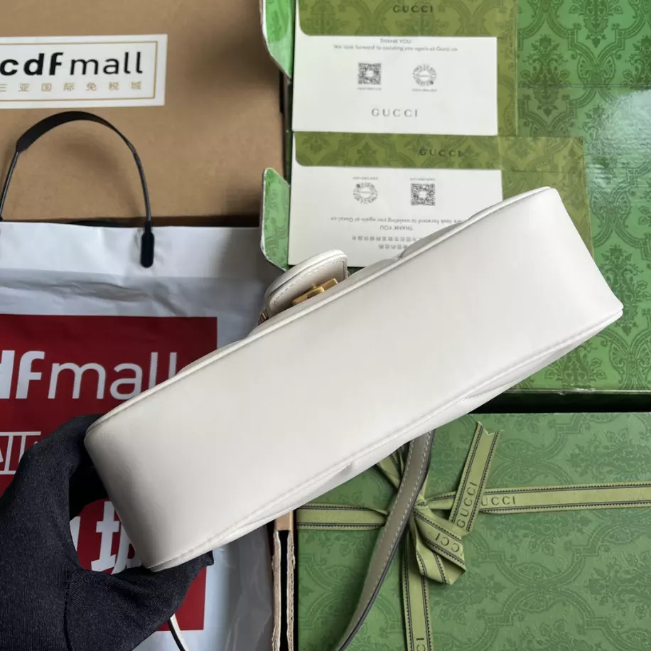 GG Marmont Small Shoulder Bag In White Leather - Image 5