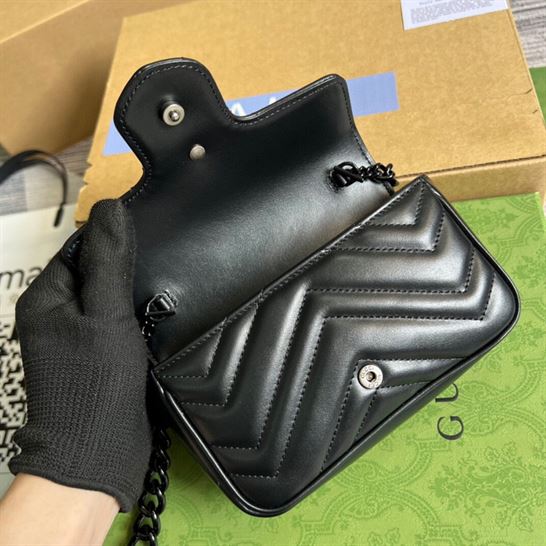 GG Marmont belt bag Black chevron matelassé - Image 9