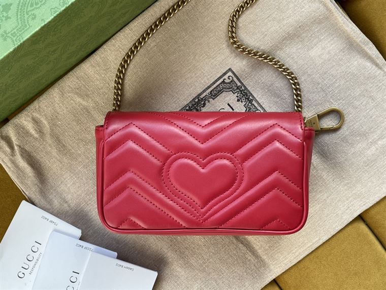 GG Marmont leather super mini bag Hibiscus red - Image 4