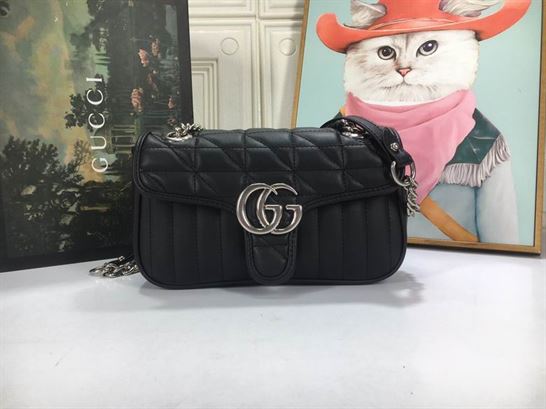 GG Marmont small shoulder bag Black matelassé leather - Image 3