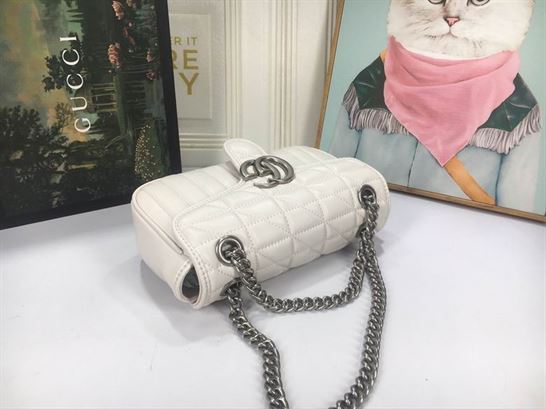 GG Marmont small shoulder bag White matelassé leather - Image 8