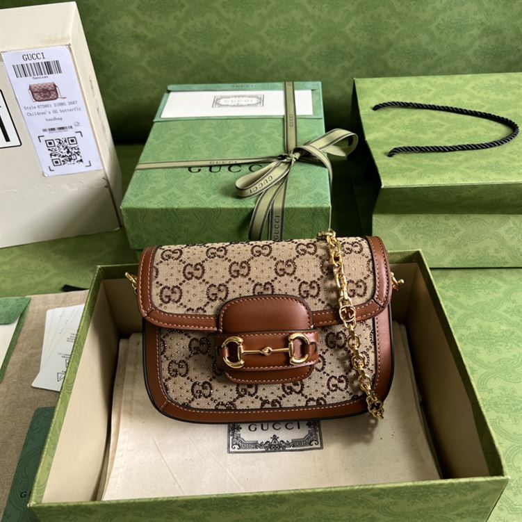 Gucci Horsebit 1955 GG mini bag Camel ebony canvas - Image 3