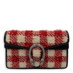Dionysus Super Mini Red Crossbody Bag in Tweed, Ruthenium hardware