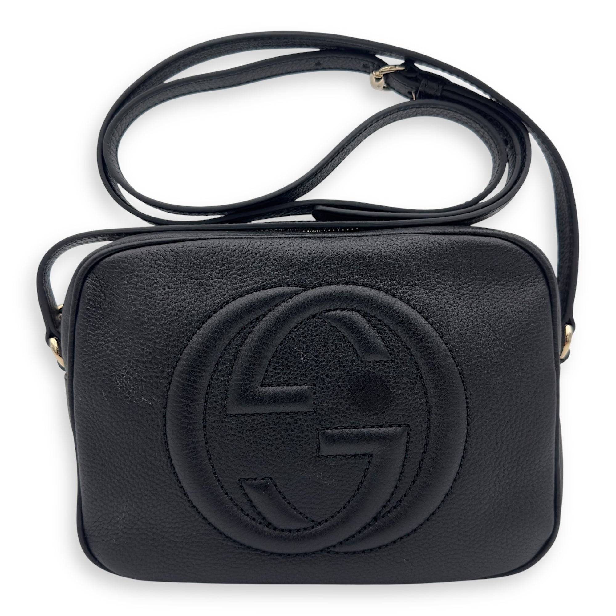 Soho Crossbody Bag Black in Calfskin, Gold hardware