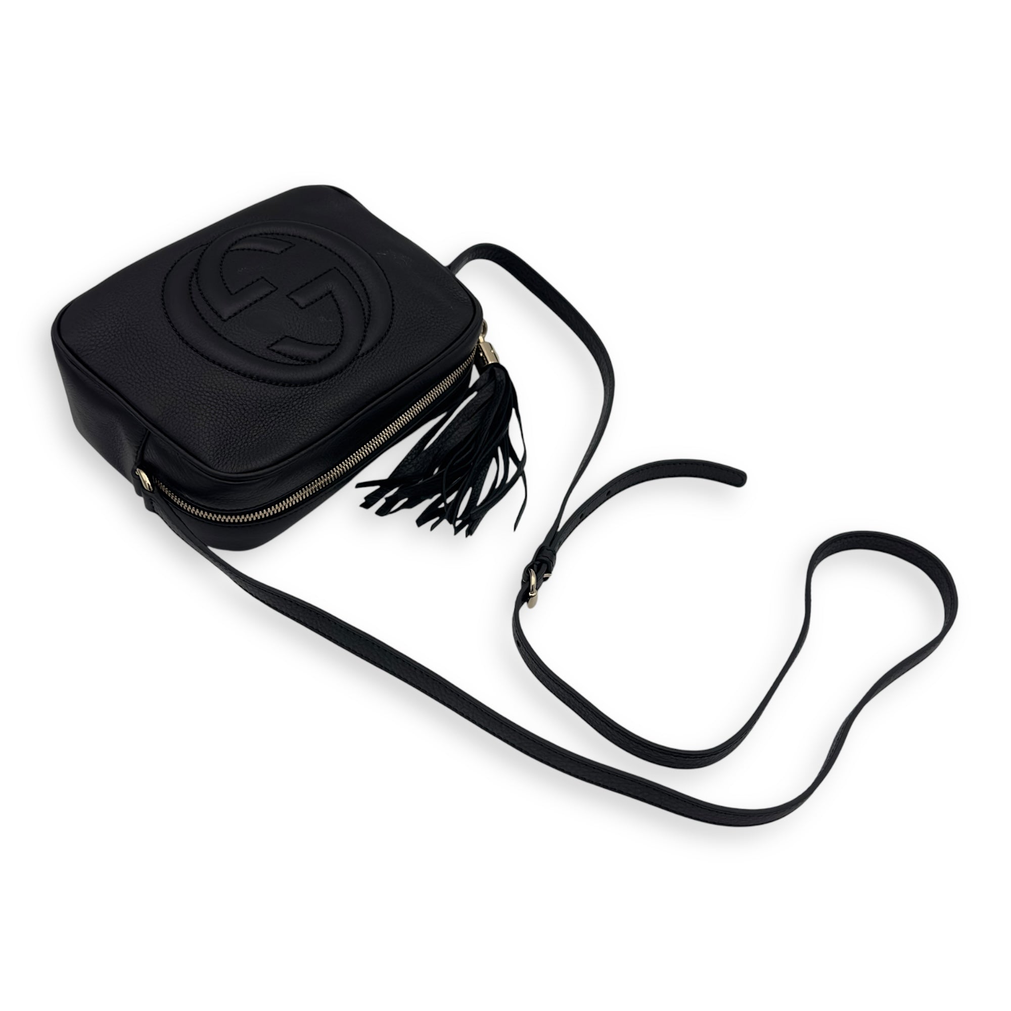 Soho Crossbody Bag Black in Calfskin, Gold hardware - Image 12