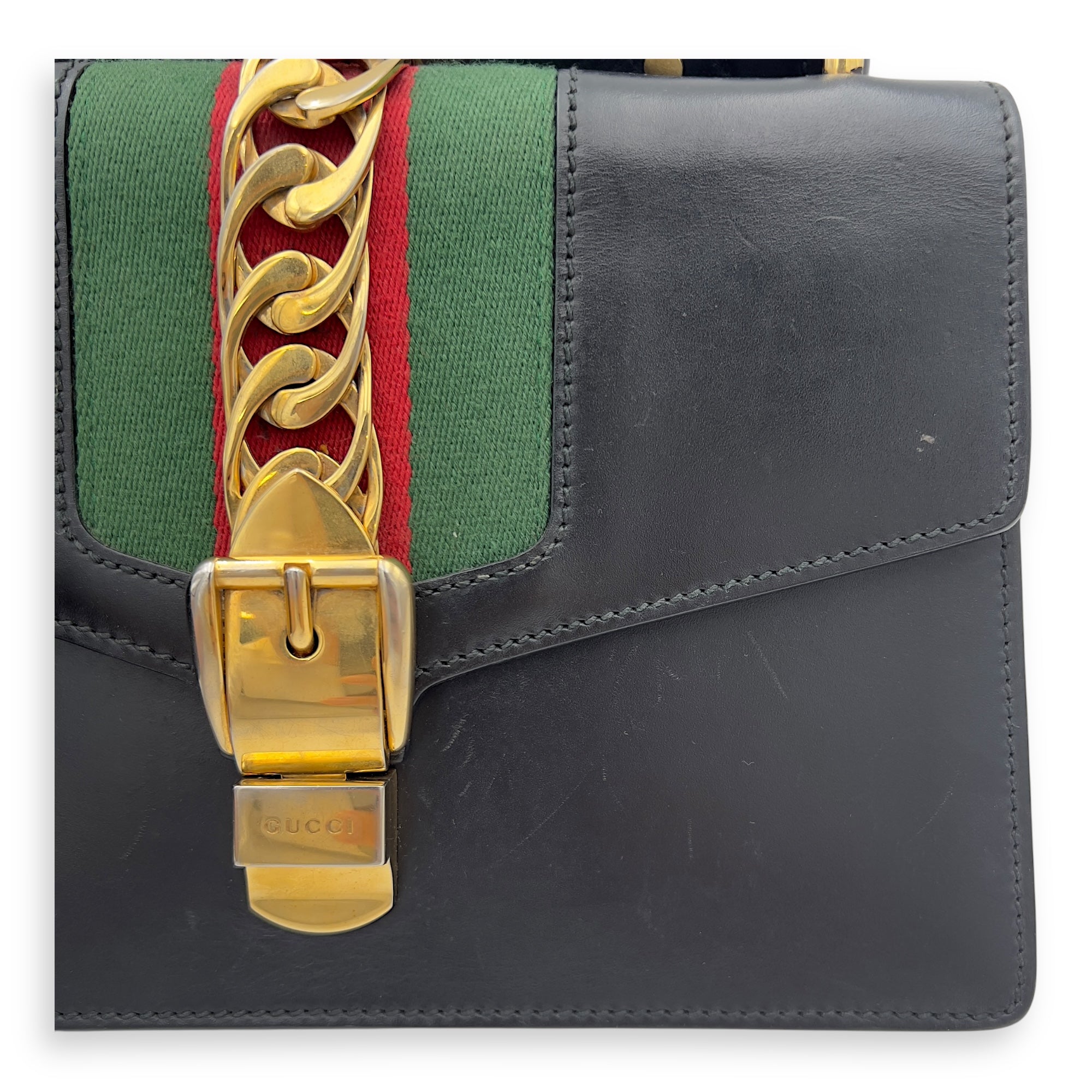 Sylvie Shoulder Bag Black in Calfskin, Gold hardware - Image 14