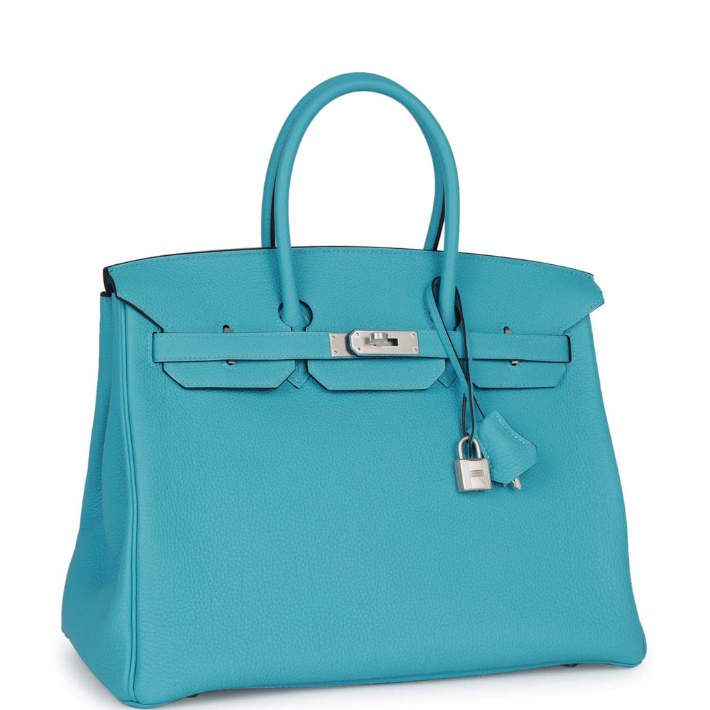 Hermes Special Order (HSS) Birkin 35 Bleu du Nord Verso Togo Brushed Palladium Hardware - Image 3