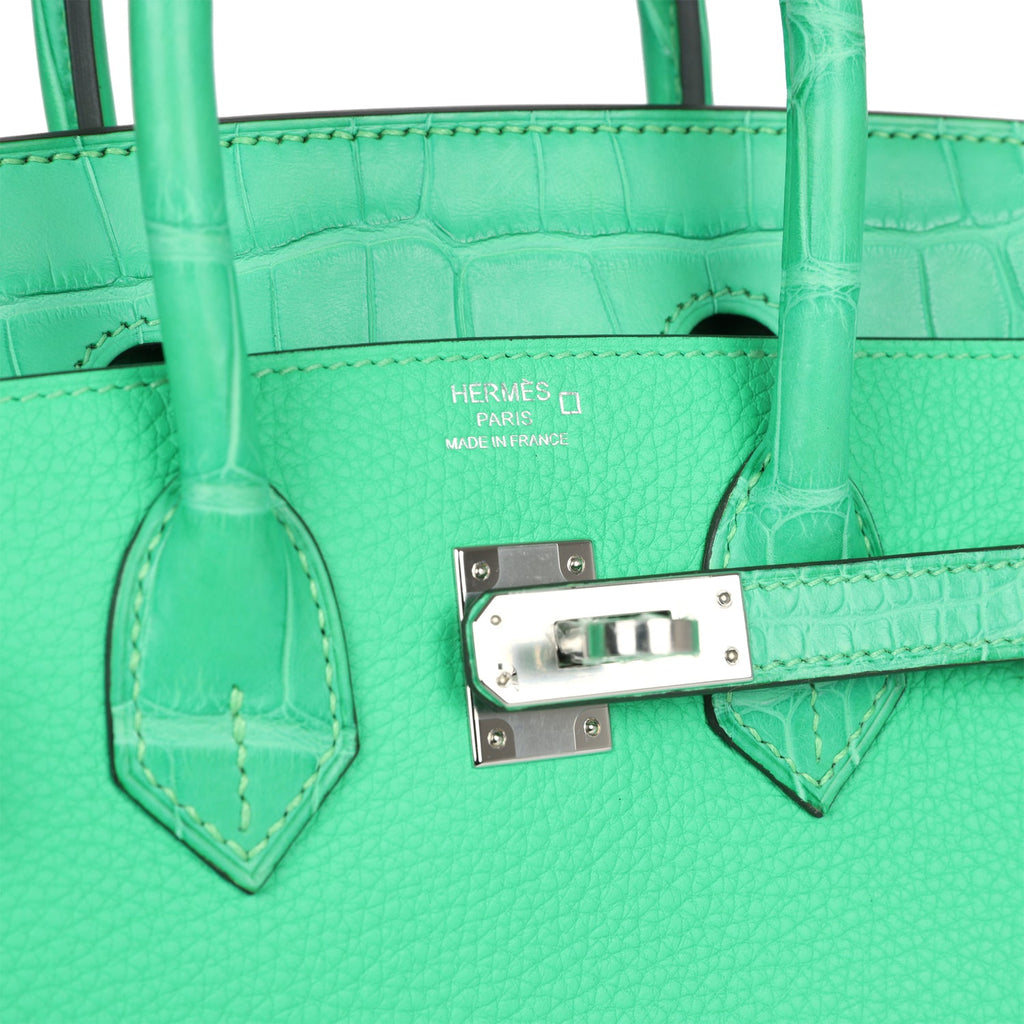 Hermes Birkin 25 Vert Comics Togo and Matte Alligator Touch Palladium Hardware - Image 8