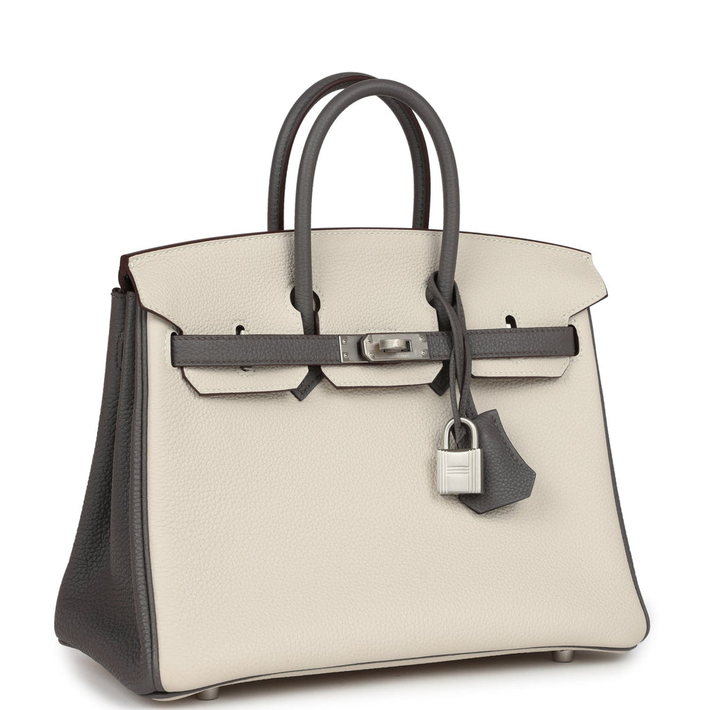 Hermes Special Order (HSS) Birkin 25 Beton and Etain Togo Brushed Palladium Hardware - Image 3