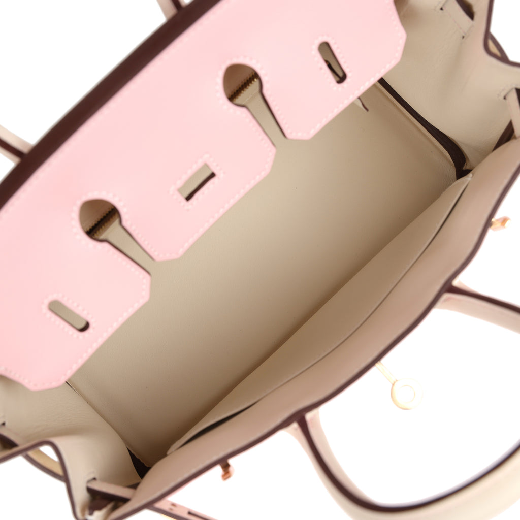 Hermes Special Order (HSS) Birkin 25 Rose Sakura and Nata Swift Permabrass Hardware - Image 9