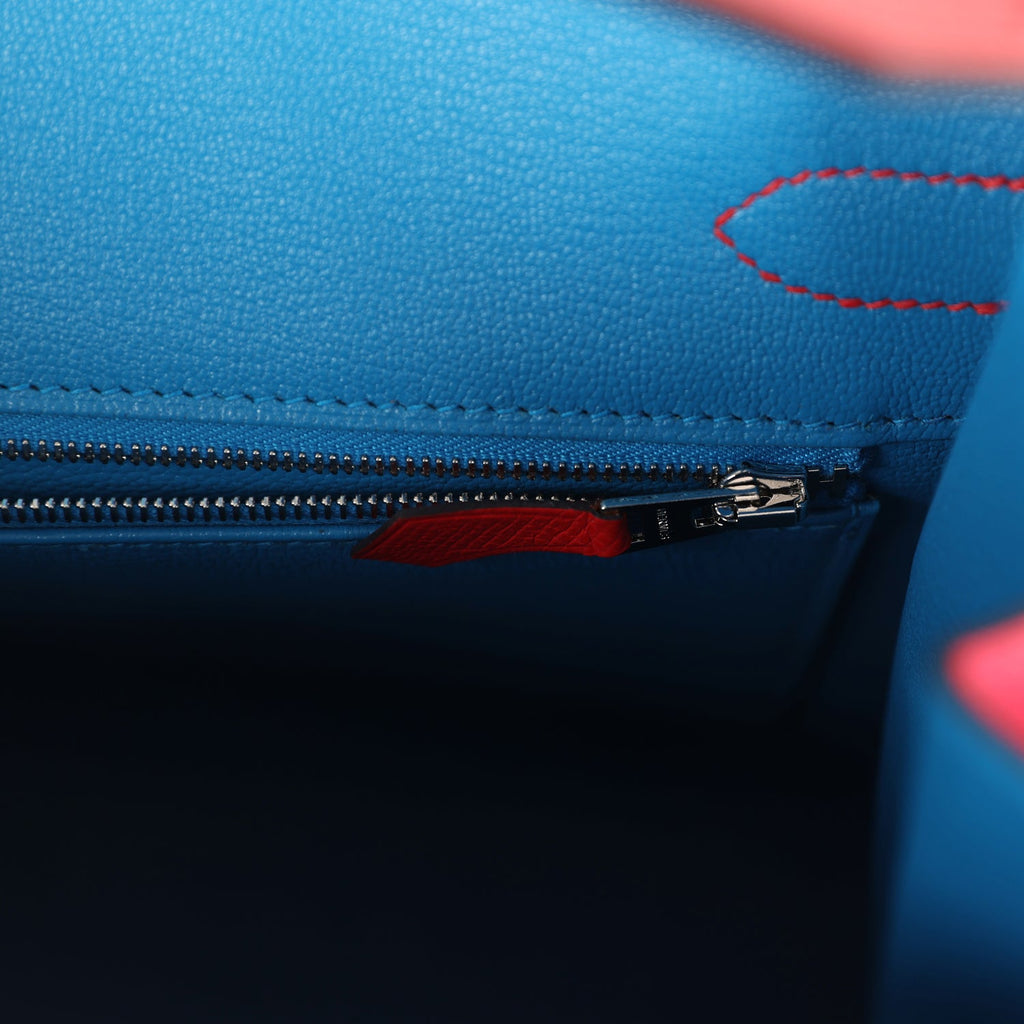 Hermes Casaque Birkin Sellier 30 Rouge De Coeur and Rose Extreme Epsom Palladium Hardware - Image 9