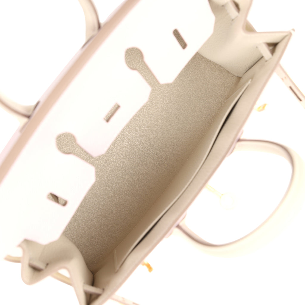 Hermes Special Order (HSS) Birkin Sellier 25 Mauve Pale and Craie Epsom Brushed Gold Hardware - Image 9