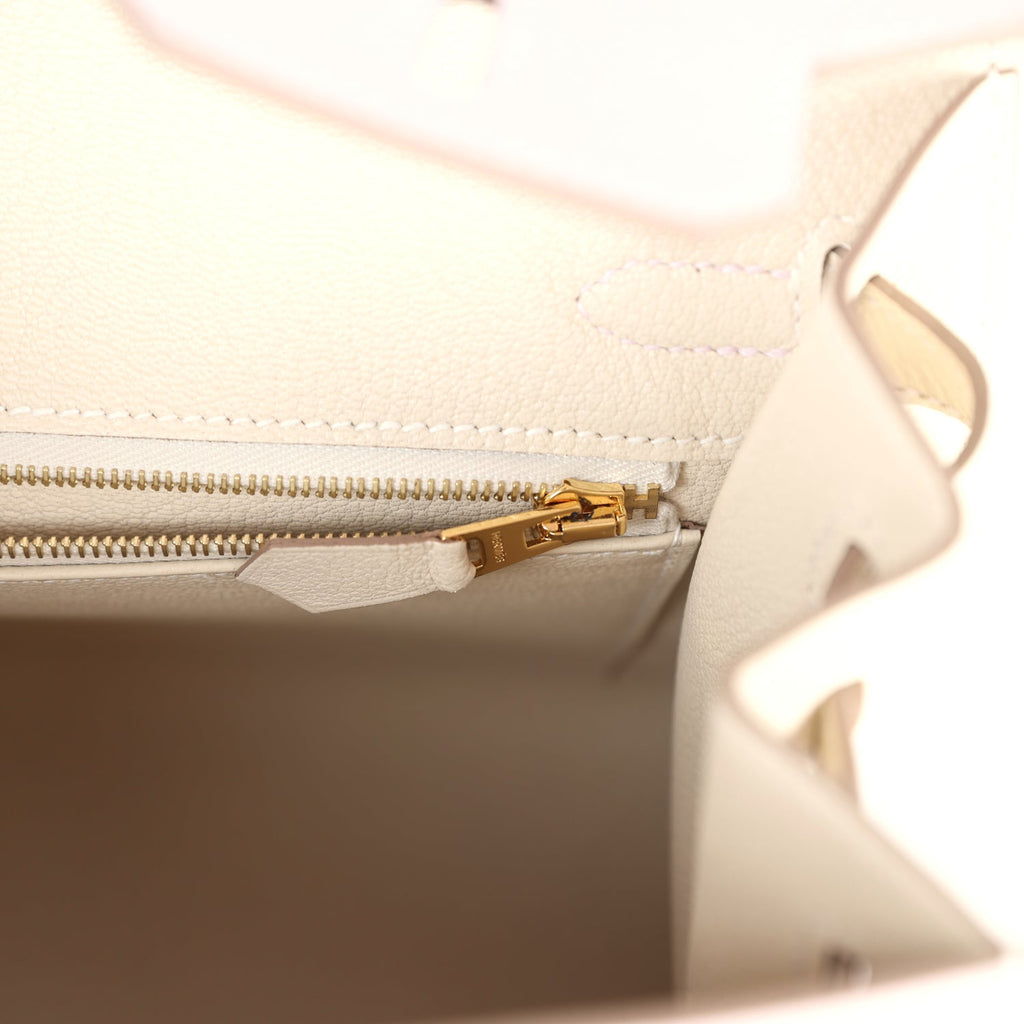 Hermes Special Order (HSS) Birkin Sellier 25 Mauve Pale and Craie Epsom Brushed Gold Hardware - Image 10