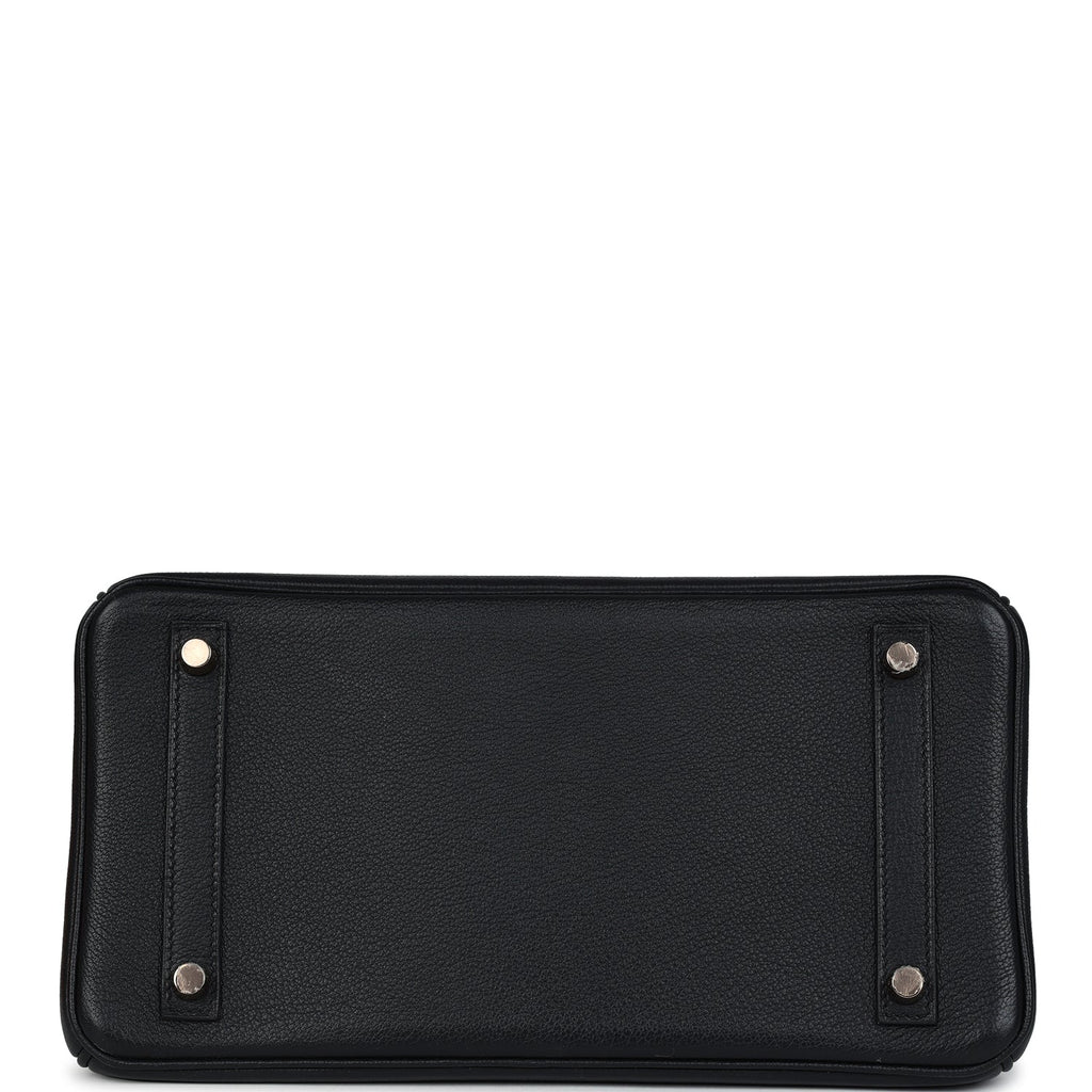 Pre-owned Hermes Birkin 30 Black Shiny Niloticus Crocodile and Novillo Touch Rose Gold Hardware - Image 7