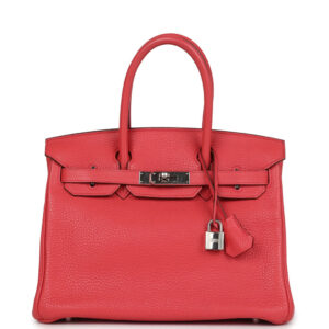 Pre-owned Hermes Birkin 30 Bougainvillea Clemence Palladium Hardware