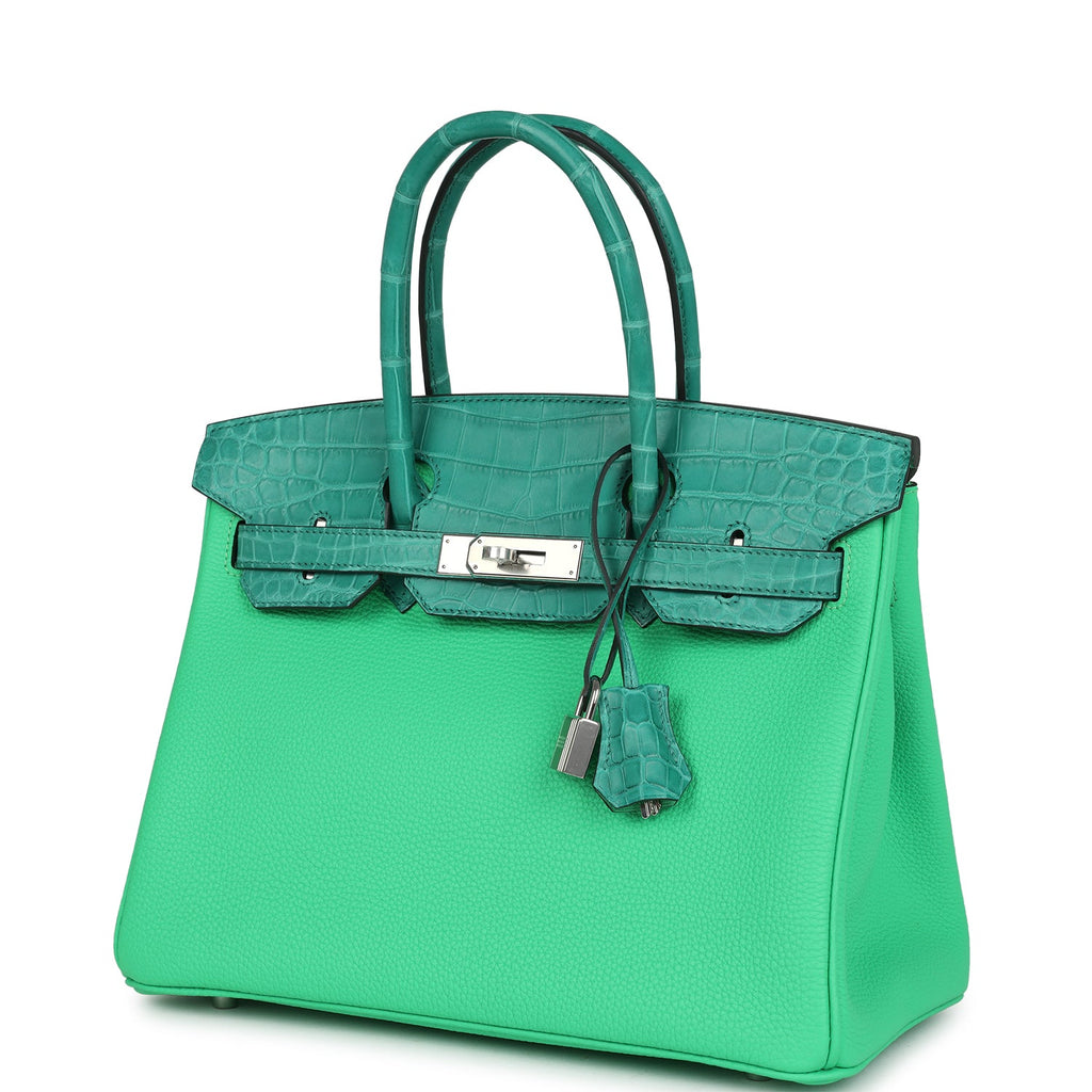 Hermes Birkin 30 Vert Comics Togo and Vert Jade Niloticus Crocodile Touch Palladium Hardware - Image 6