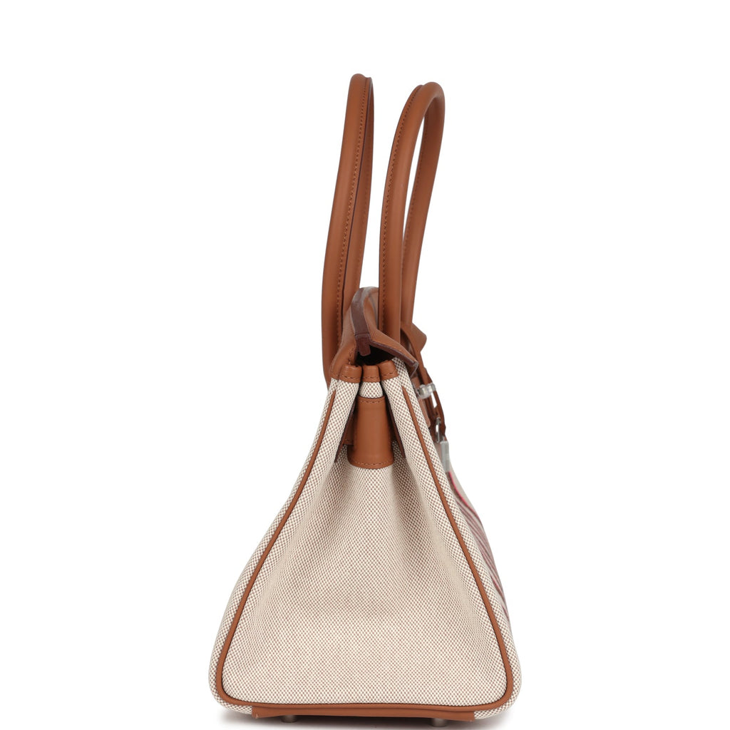 Hermes Shoulder Birkin Light 39 Multicolor Toile and Gold Swift Palladium Hardware - Image 4