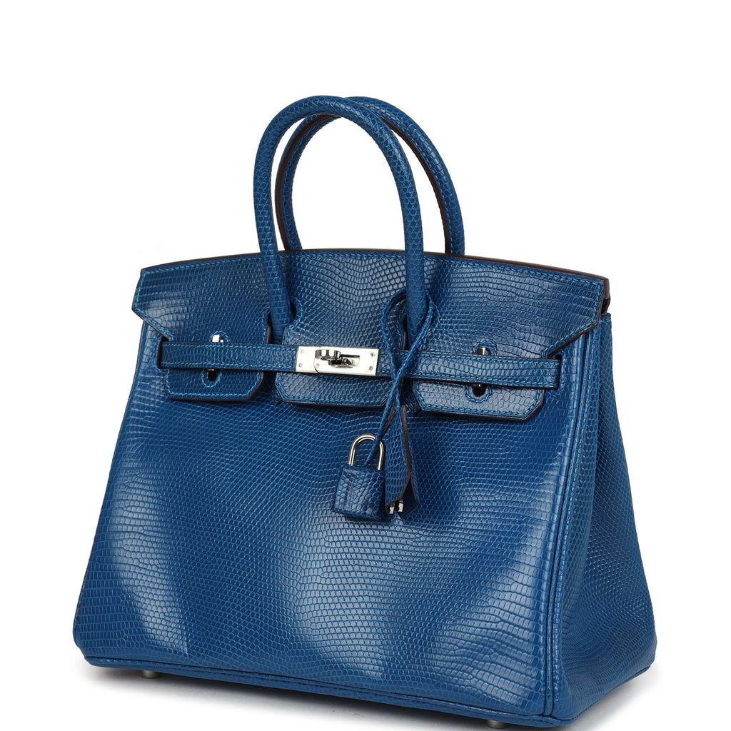Pre-owned Hermes Birkin 25 Bleu Izmir Varanus Niloticus Lizard Palladium Hardware - Image 6