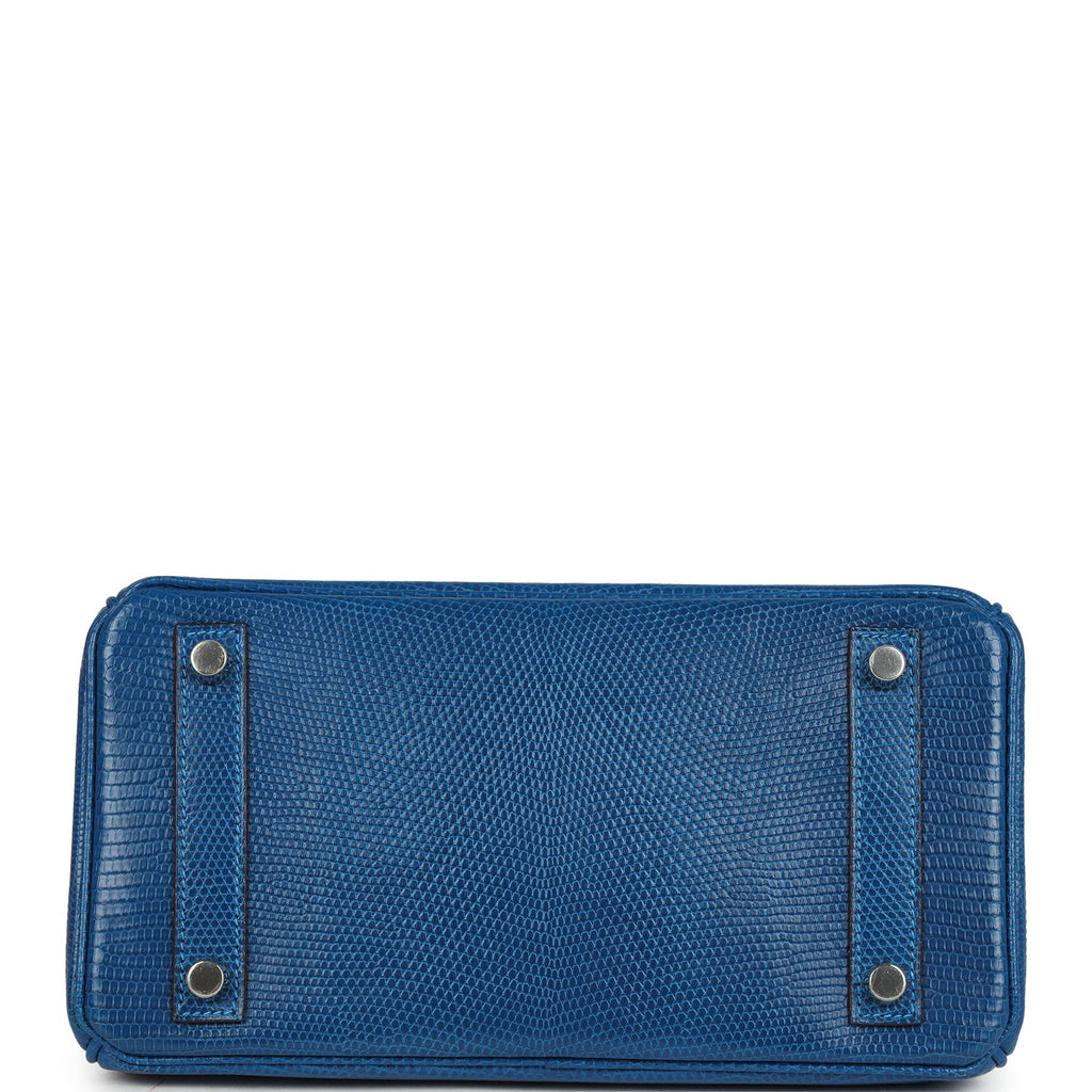 Pre-owned Hermes Birkin 25 Bleu Izmir Varanus Niloticus Lizard Palladium Hardware - Image 7