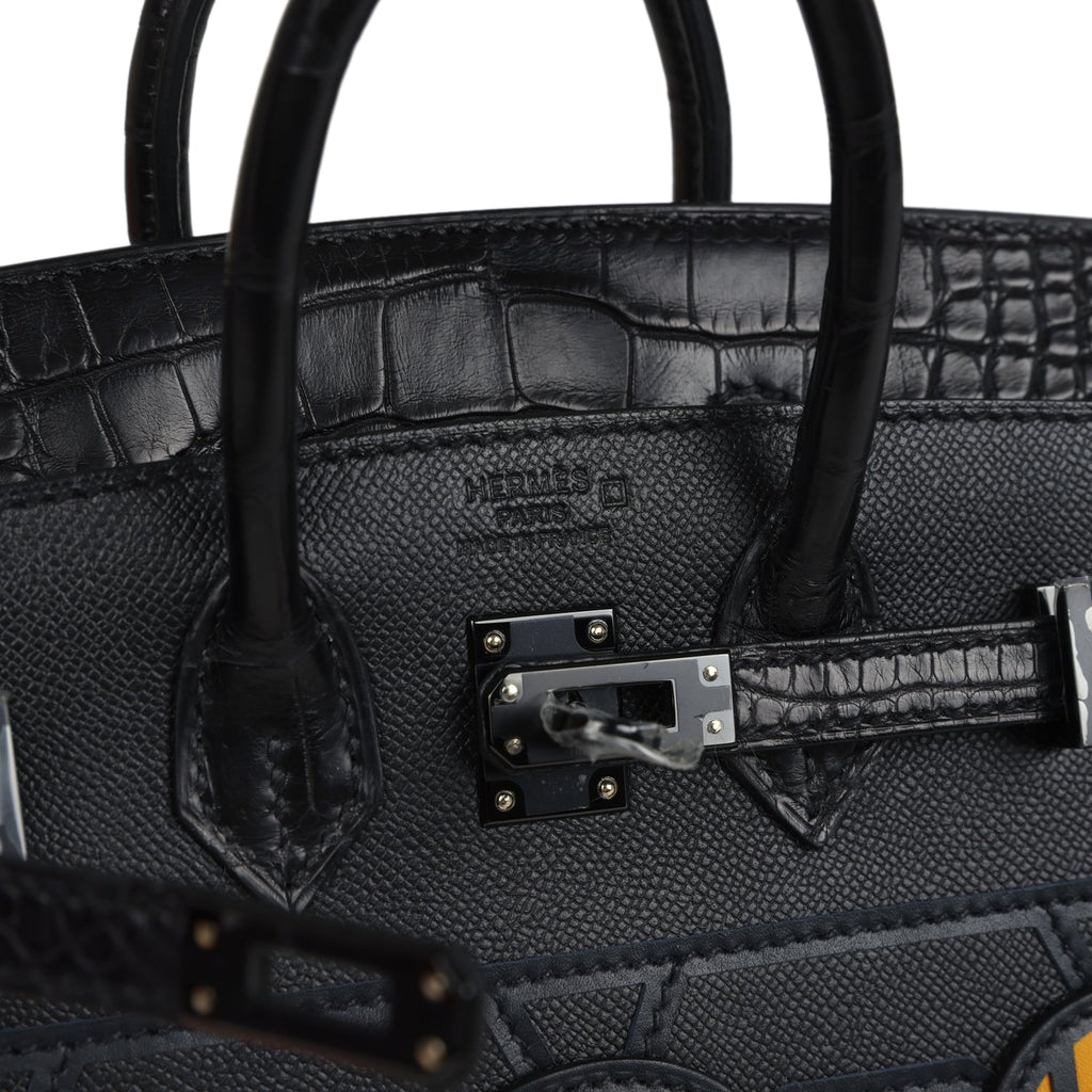 Hermes "Midnight" Faubourg Birkin Sellier 20 So Black Matte Alligator Black Hardware - Image 8