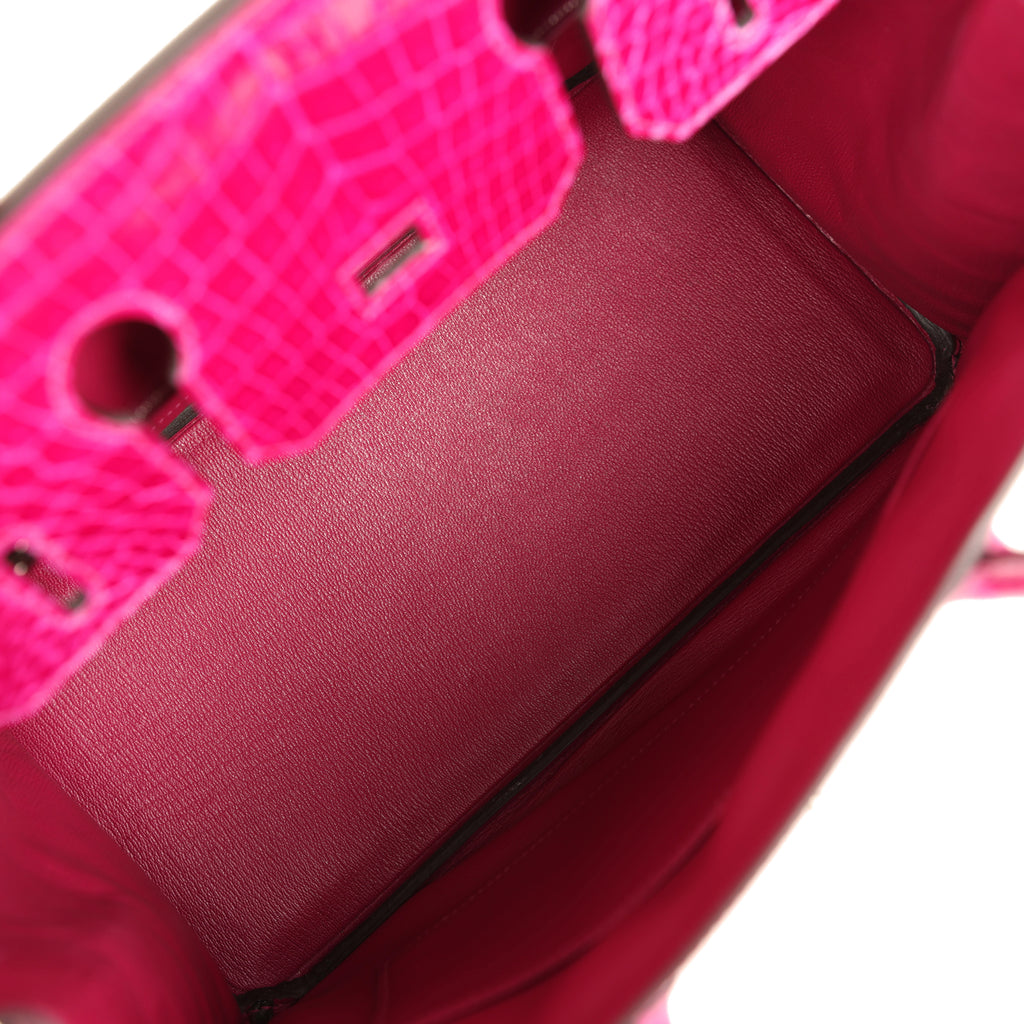 Pre-owned Hermes Birkin 30 Rose Poupre Shiny Porosus Crocodile Palladium Hardware - Image 9