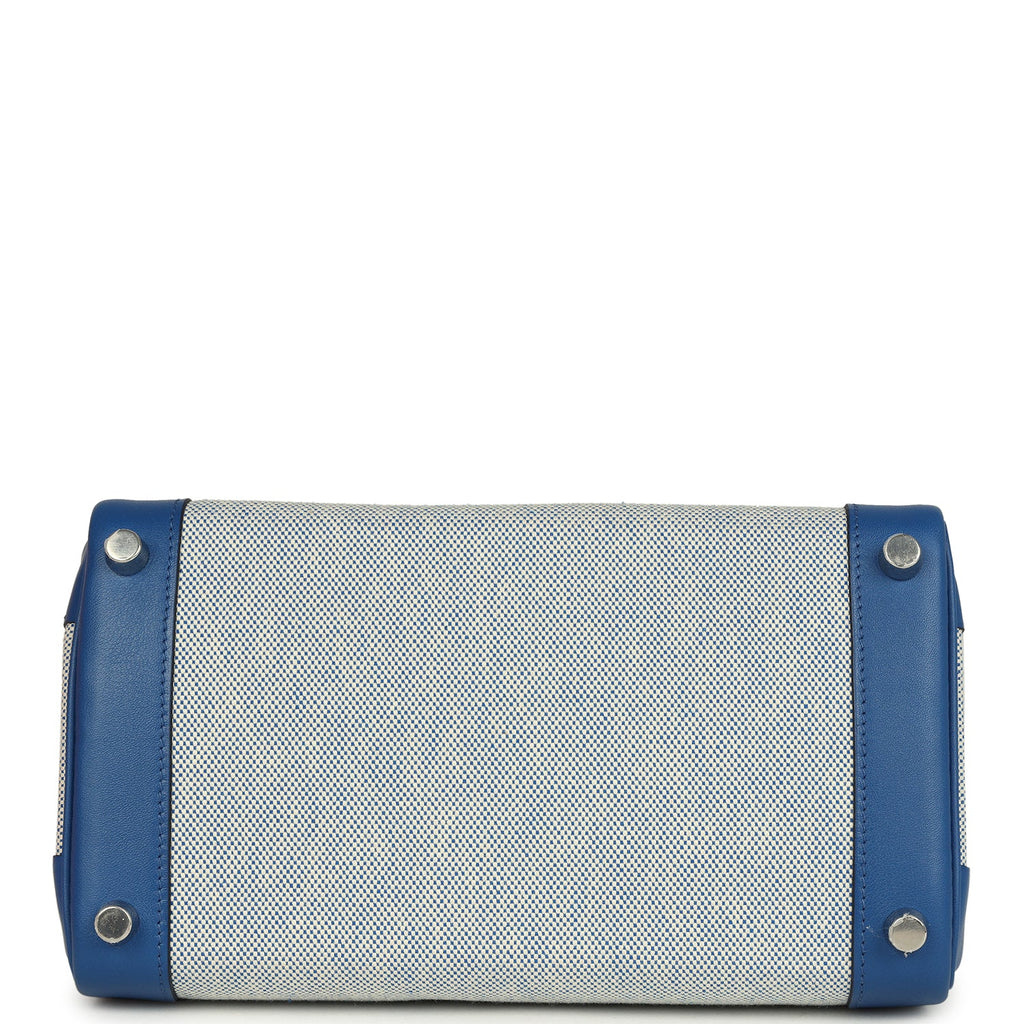 Hermes Birkin 25 Bleu France Swift and Bleu Bill-Ecru Toile H Canvas Palladium Hardware - Image 7
