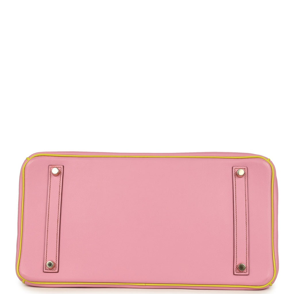 Pre-owned Hermes Special Order (HSS) Birkin 35 5P Bubblegum and Lime Swift Gold Hardware - Image 7