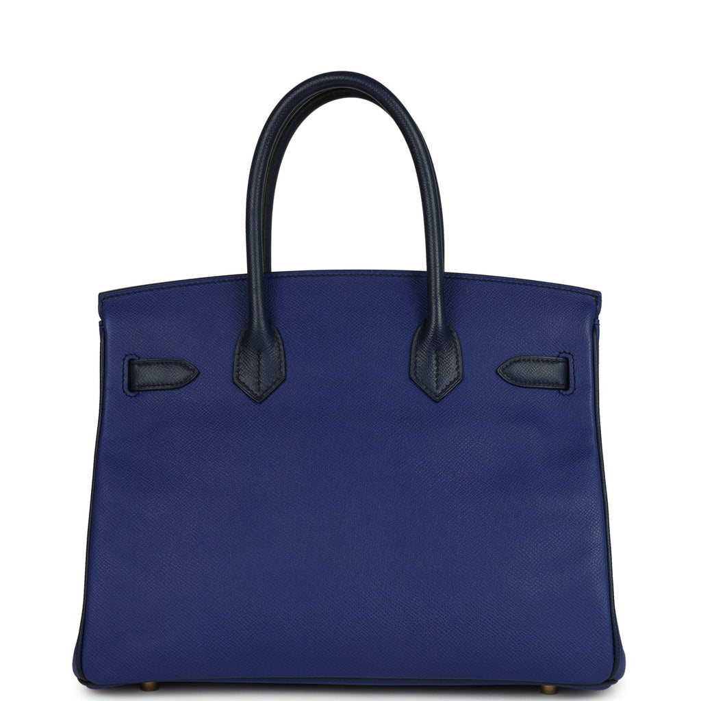 Pre-owned Hermes Special Order (HSS) Birkin 30 Bleu Electric and Bleu Saphir Epsom Brushed Gold Hardware - Image 5