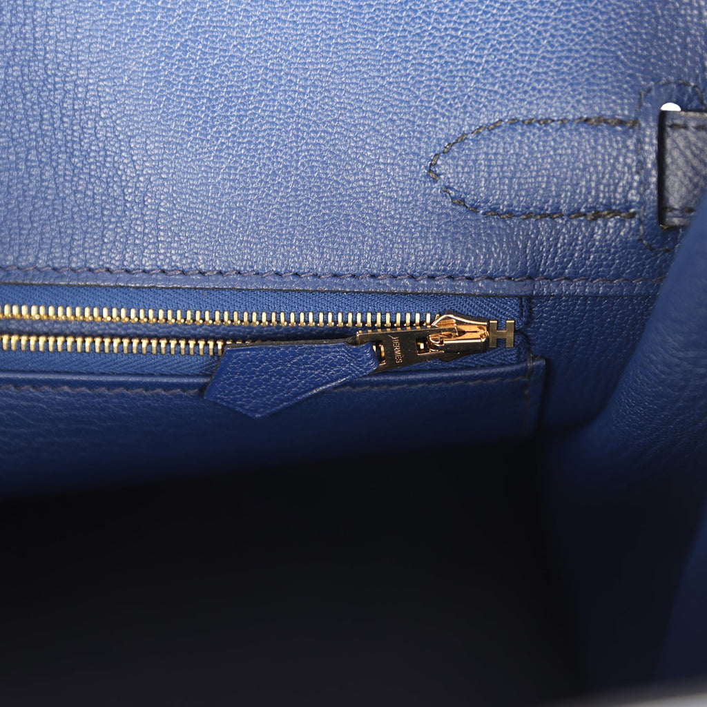 Pre-owned Hermes Special Order (HSS) Birkin 30 Bleu Electric and Bleu Saphir Epsom Brushed Gold Hardware - Image 10