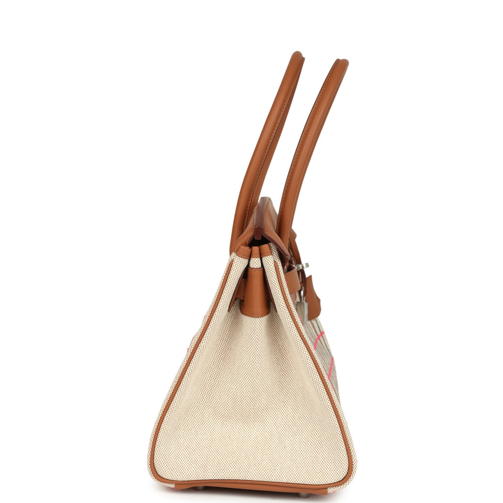 Hermes Shoulder Birkin Light 39 Multicolor Toile and Gold Swift Palladium Hardware - Image 4