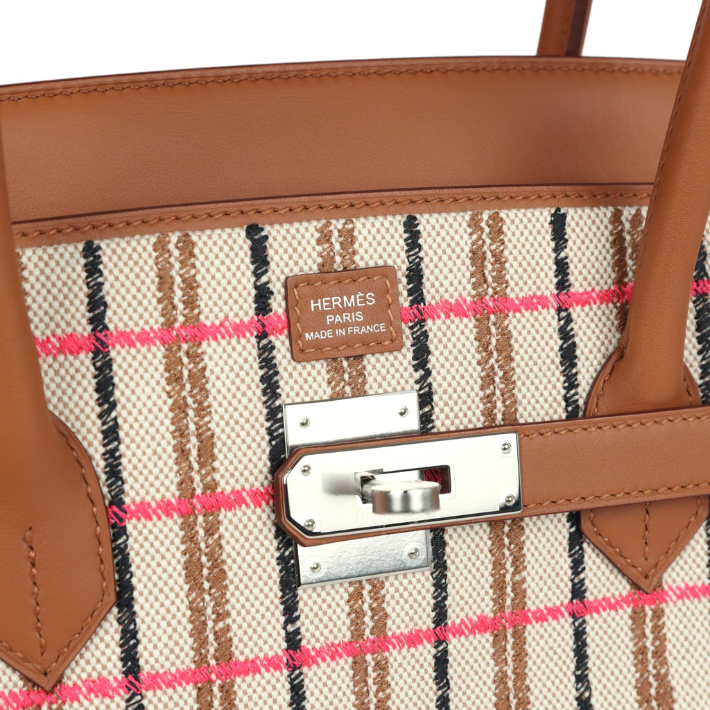 Hermes Shoulder Birkin Light 39 Multicolor Toile and Gold Swift Palladium Hardware - Image 8