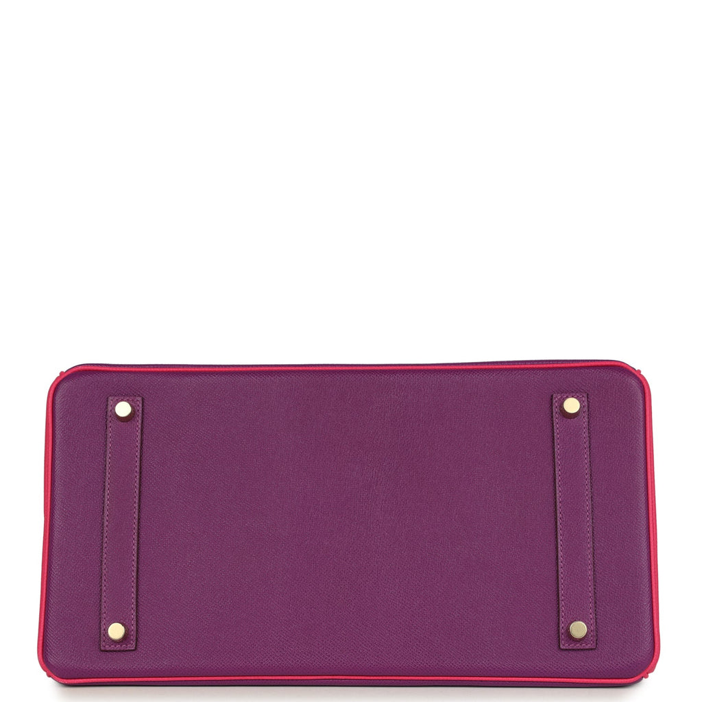 Pre-owned Hermes Special Order (HSS) Birkin 35 Rose Tyrien and Violet Epsom Gold Hardware - Image 7