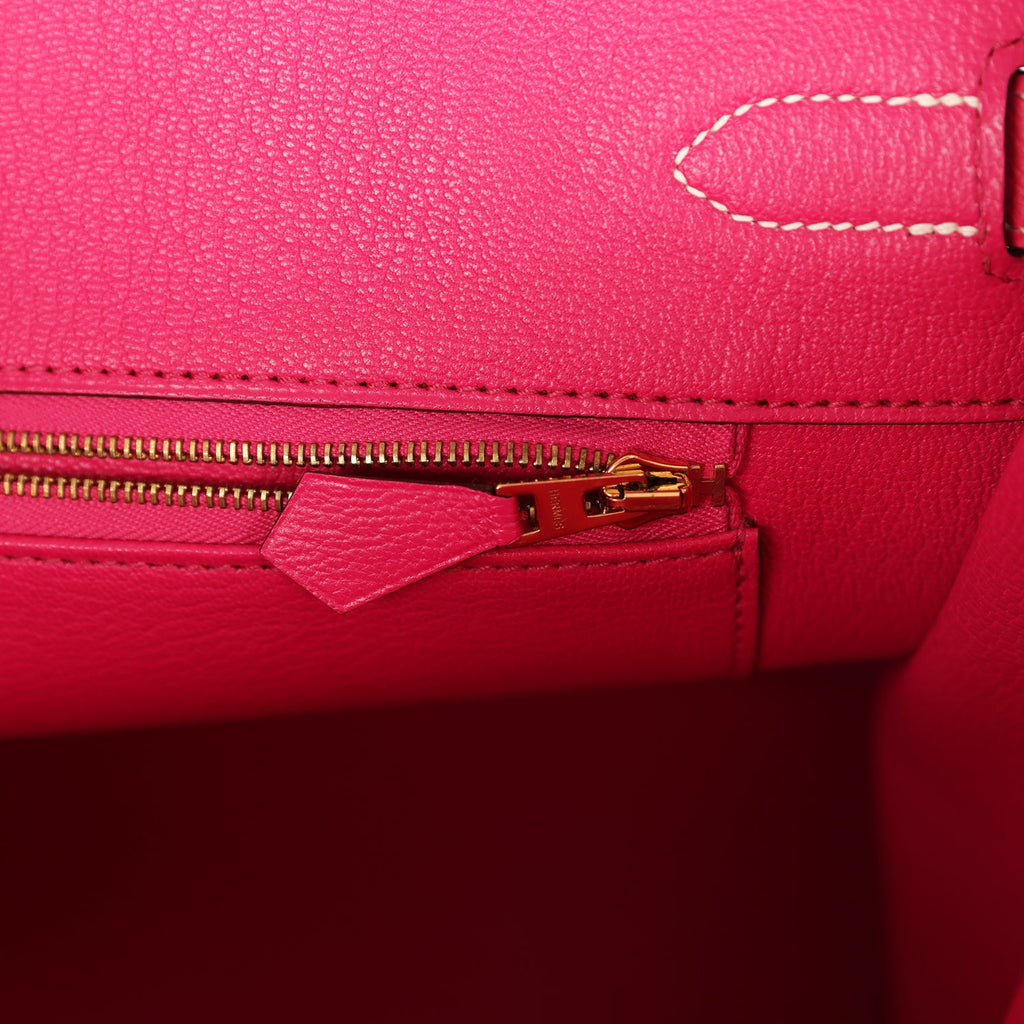 Pre-owned Hermes Special Order (HSS) Birkin 35 Rose Tyrien and Violet Epsom Gold Hardware - Image 10