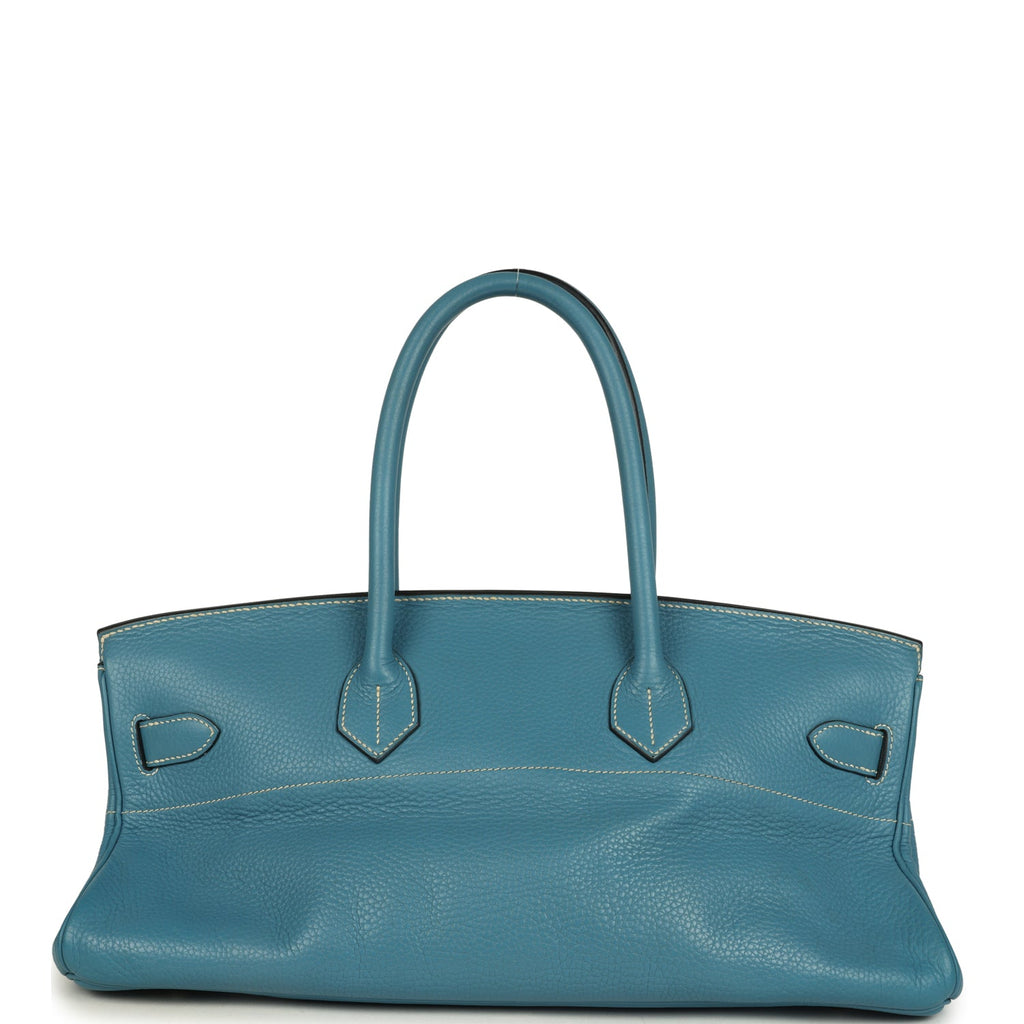 Vintage Hermes Shoulder Birkin 42 JPG Blue Jean Clemence Palladium Hardware - Image 5