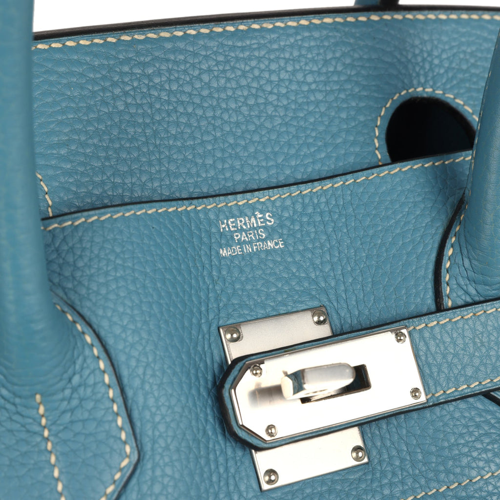 Vintage Hermes Shoulder Birkin 42 JPG Blue Jean Clemence Palladium Hardware - Image 7