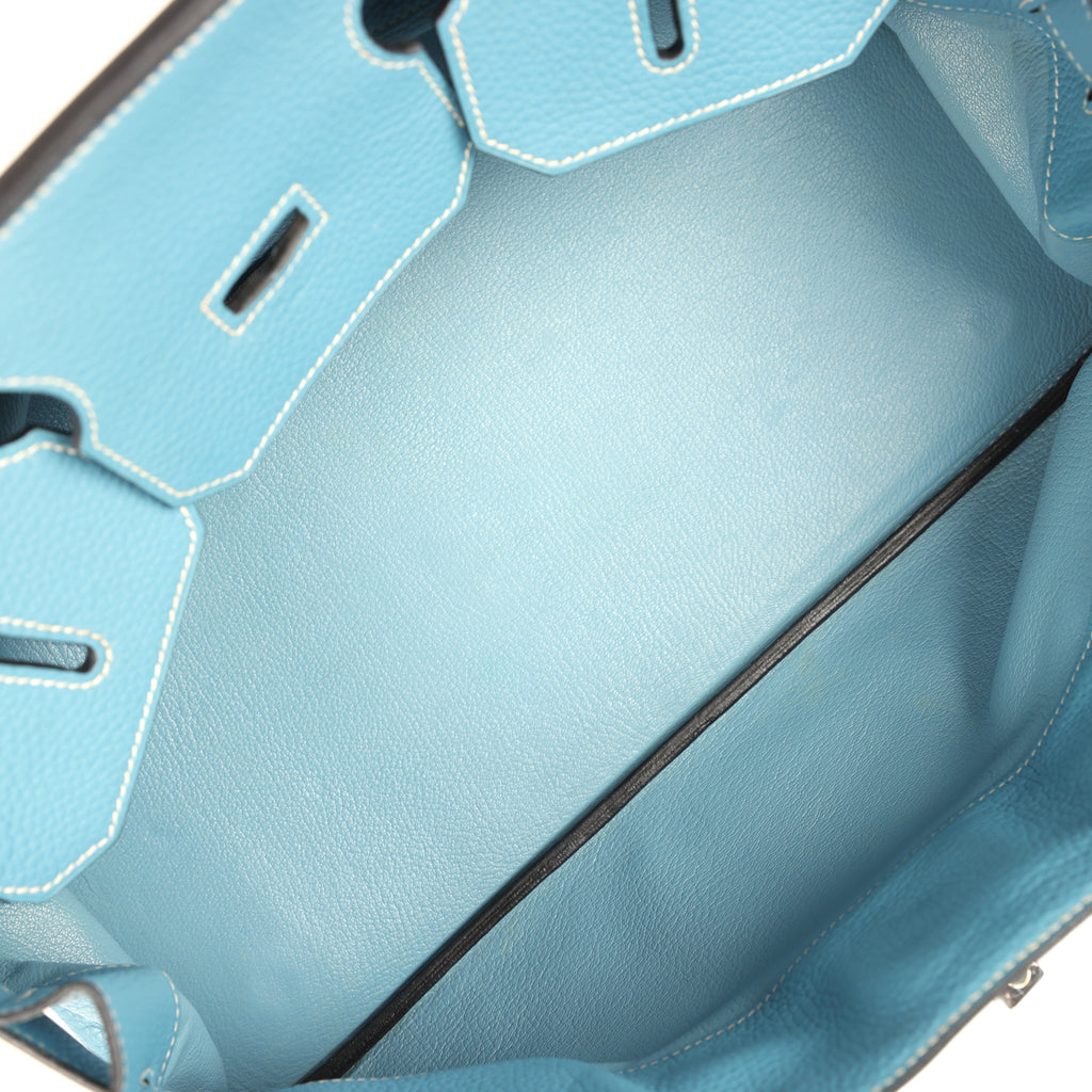 Vintage Hermes Shoulder Birkin 42 JPG Blue Jean Clemence Palladium Hardware - Image 8