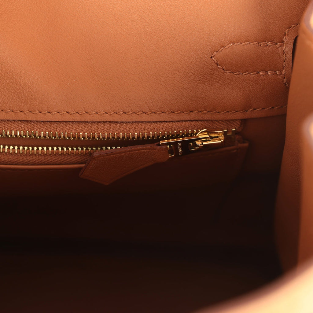 Pre-owned Hermes Birkin 25 Chamois Grizzly and Gold Swift Gold Hardware - Image 10