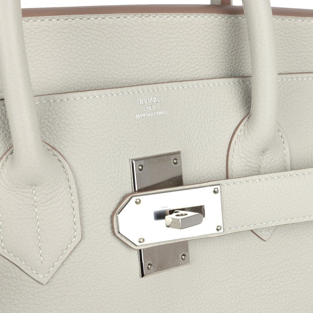 Pre-owned Hermes HAC Birkin 50 "Endless Road" Gris Perle Togo Palladium Hardware - Image 8