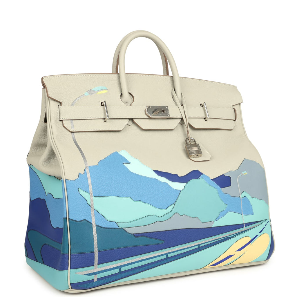 Pre-owned Hermes HAC Birkin 50 "Endless Road" Gris Perle Togo Palladium Hardware - Image 3