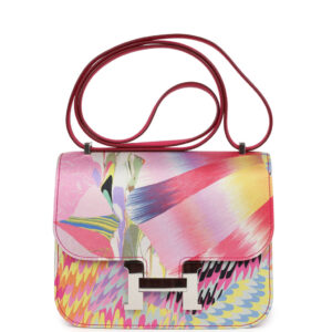 Pre-owned Hermes Constance 18 "Marble Silk" Rose Mexico Swift Palladium Hardware