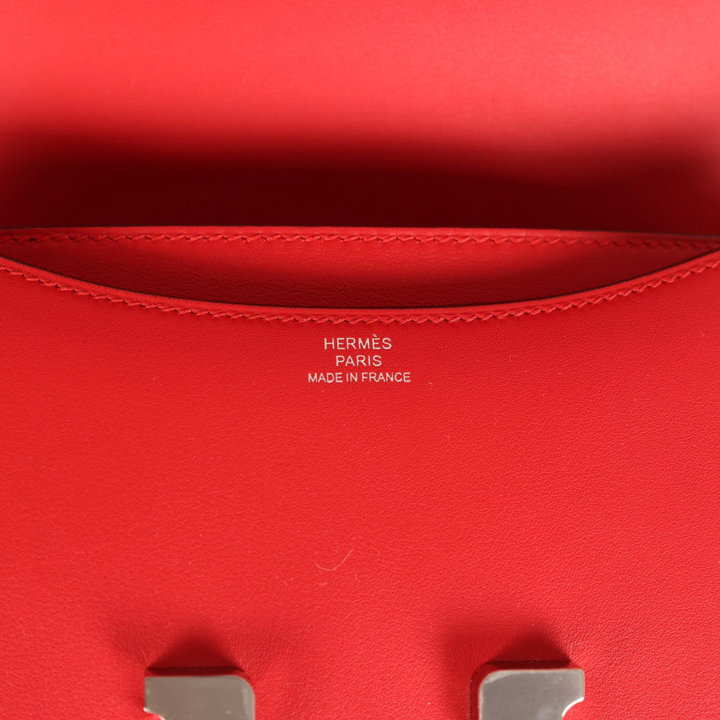 Hermes Constance 18 "Dancing Flowers" Rouge De Coeur Embroidered Swift Palladium Hardware - Image 9