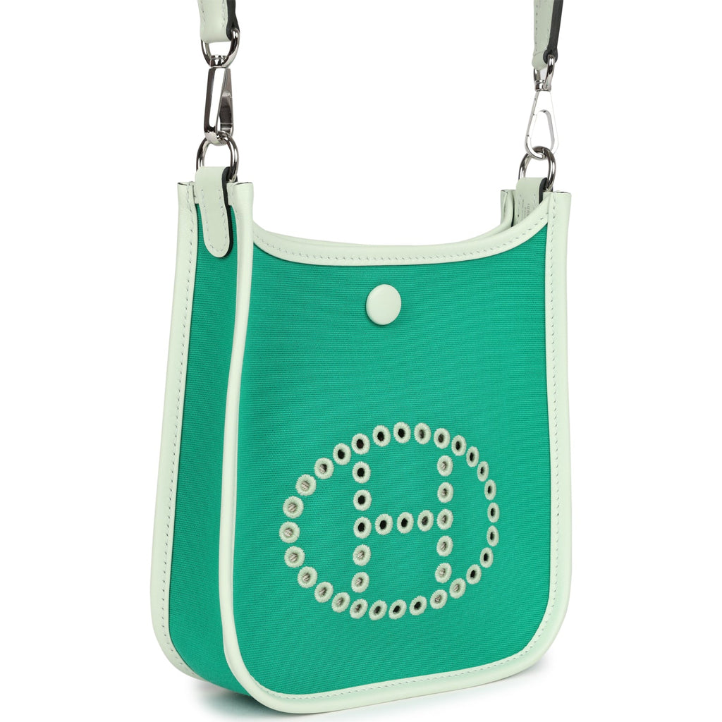 Hermes Neo Evelyne TPM Menthe Officier Canvas and Vert Fizz Swift Palladium Hardware - Image 3