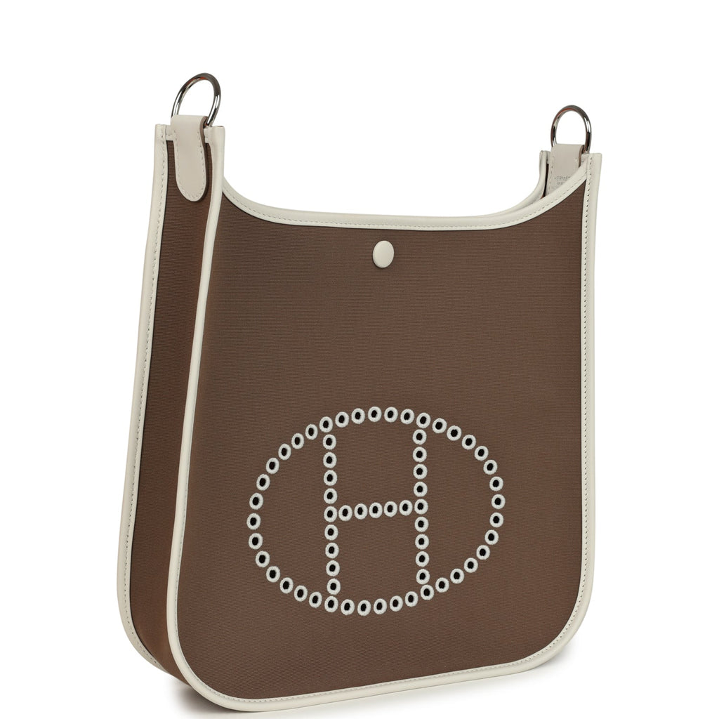 Hermes Neo Evelyne PM Etoupe Officier Canvas and Gris Pale Swift Palladium Hardware - Image 3