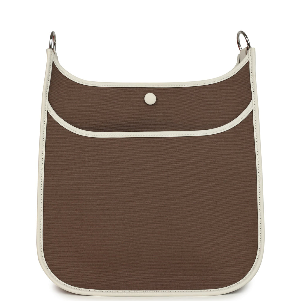 Hermes Neo Evelyne PM Etoupe Officier Canvas and Gris Pale Swift Palladium Hardware - Image 5