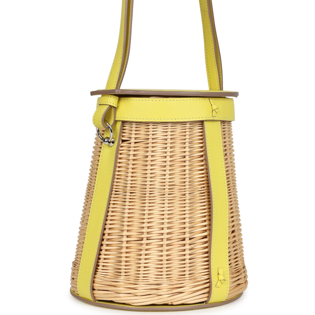 Hermes Farming Picnic Bag Lime Swift and Naturel Osier Wicker Palladium Hardware - Image 3